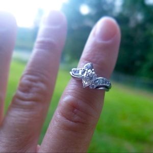14K White Gold engagement ring channel set